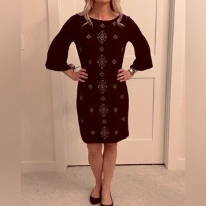 White House Black Market Black Sheeth Dress with Jewel Detail